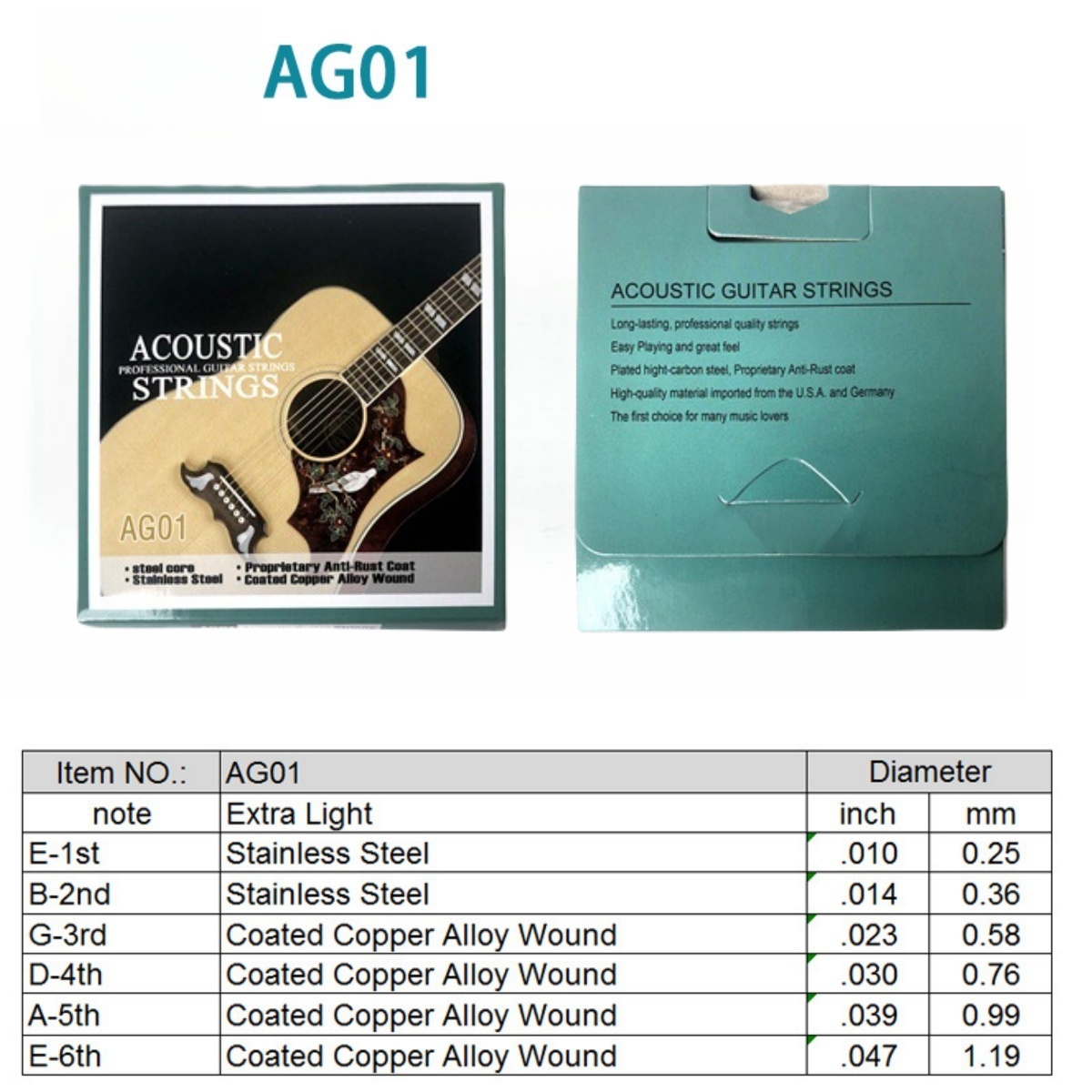 Miwayer 1 Set/6 String AG01 Ac - огляд і ціна Musical Instrument With Strings