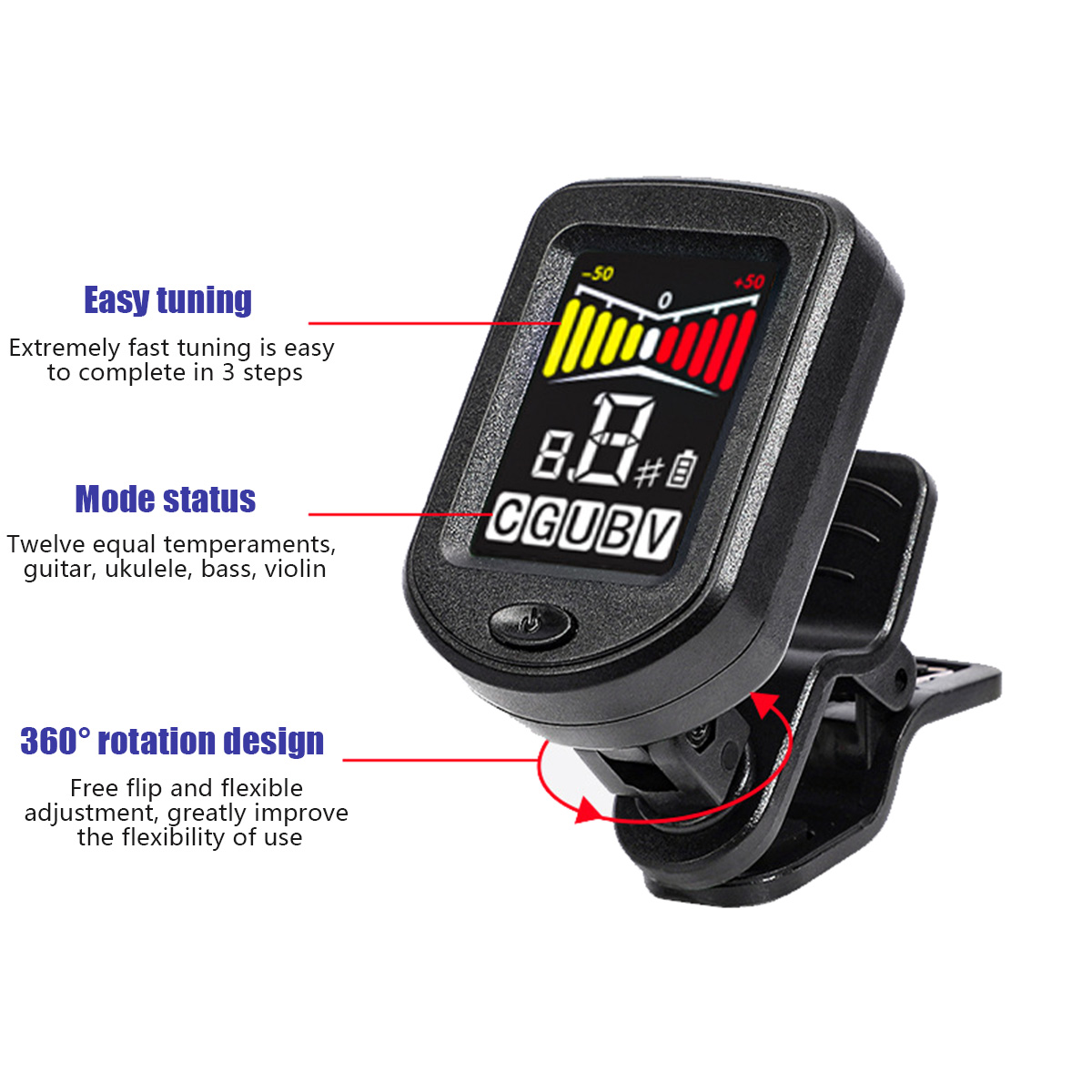 Clip-On Guitar Tuner with Regu - огляд і ціна Musical Instrument In English