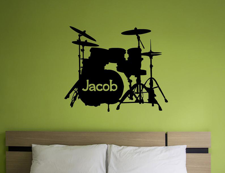Drum Set Wall Decal Custom Nam - огляд і ціна Musical Instrument And Name